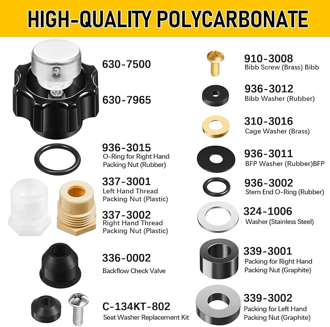 630-8500 Wall Hydrant Complete Service Kit Compatible with Prier 300, 400 & 500 Series Wall Hydrants Outdoor Faucet Repair Kit Outdoor Spigot Repair Kit