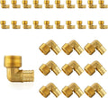 (30-Pack) PEX Fittings, Pex 3/4" x 1/2" Male Threaded NPT Elbow Adapter, Brass Crimp Fittings, for PEX Tubing Pipe Plumbing, ASTM F1807(PEX1807101-30Pack)