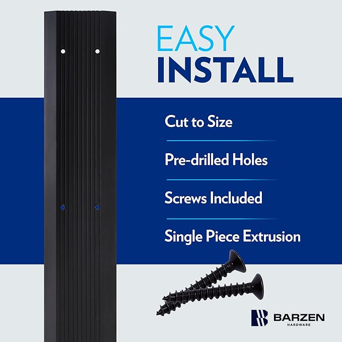 Barzen Aluminum Door Threshold Strip - Exterior Door Threshold for Doorways & Commercial Door Sill - ADA Wheelchair Compliance - Black Anodize - 5" Wide x 48" Long