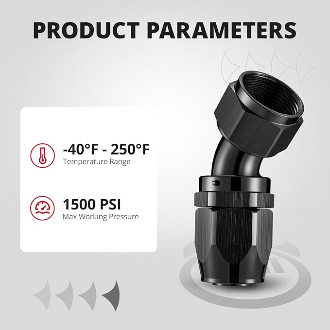 EVIL ENERGY 16AN Hose End Fitting 45 Degree Swivel for CPE Braided Hose Black 2PCS