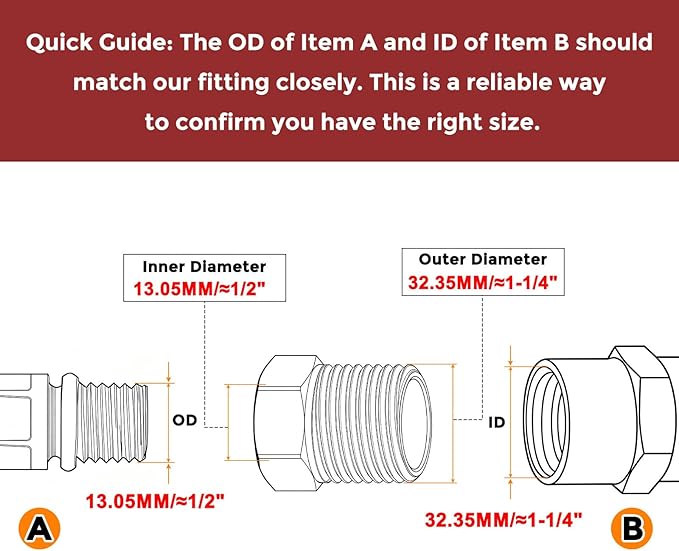Pack of 2, 1" Male NPT to 1/4" FeMale NPT Solid Brass Hex Bushing, Hose Fittings Adapter Threaded Reducer Heavy Duty for Pipe Leak Repair, Bathroom Remodel, Compression