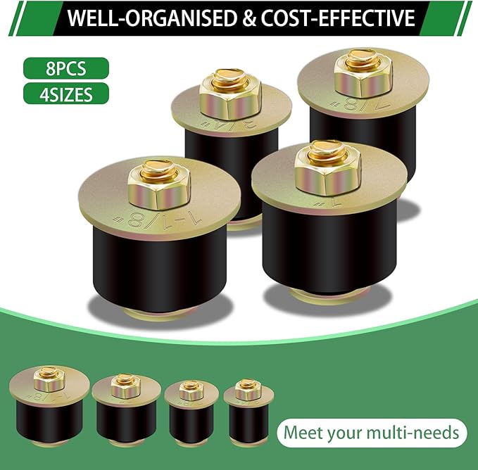 8pcs Expandable Freeze Rubber Plugs, 4 Sizes Automotive Rubber Freeze Frost Expansion Plugs Fit Hole 3/4" 7/8" 1" 1-1/8" (19mm - 31mm)