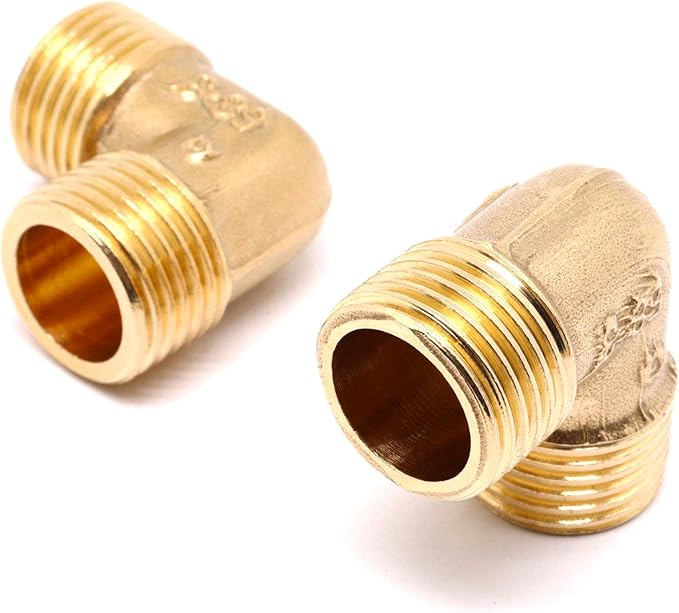 2pcs Brass Pipe Fitting 90 Degree Elbow 1/2" NPT Male to 1/2" NPT Male Pipe Fittings