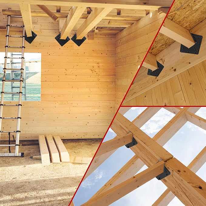 13 Gauge Hurricane Tie,Joist Hangers Fit 2X Truss to Rafter Connector for Roofing Trusses Wood Timber ,Wood Timber, Resist High Wind/ Earthquake Forces(Black Powder Coating) (8)
