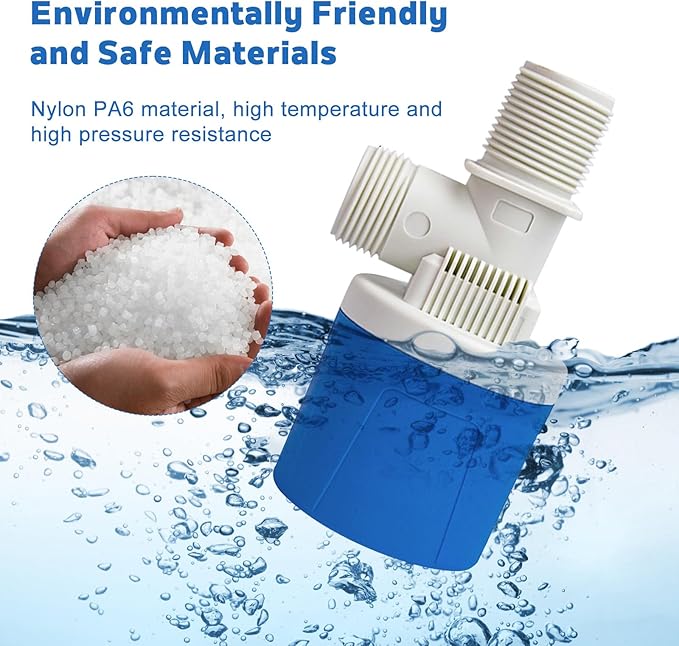 3/4" Water Float Valve Inside Type, 2 PCS 3/4 Inch Top Inlet Automatic Water Level Control Valve Uesd for Water Tank, Swimming Pools, Livestock Tanks, Aquaculture, Aquariums