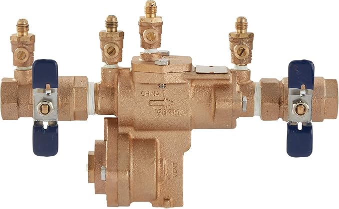 Febco LF860 Series 3/4" Lead-Free Bronze Reduced Pressure Zone Backflow Preventer Assembly, Quarter Turn Shutoff, Small Diameter, Spring-Loaded Check Valves, Water Line and Irrigation System