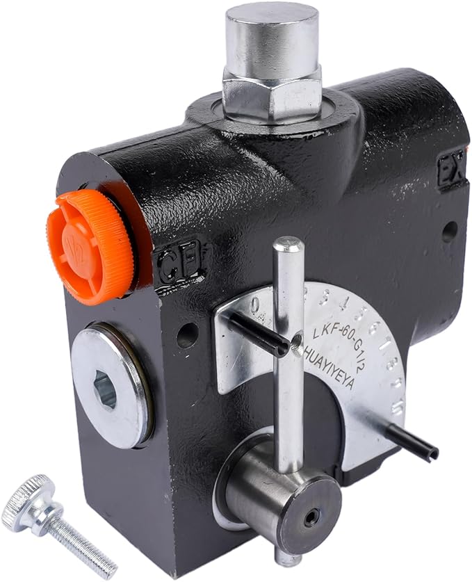 Hydraulic Adjustable Variable Flow Control Valve with Relief, 1/2'' NPT, 500 PSI-3000 PSI, 30GPM, Adjustable Ball Spring Relief Port, FCR51-1/2 PFC51-1/2