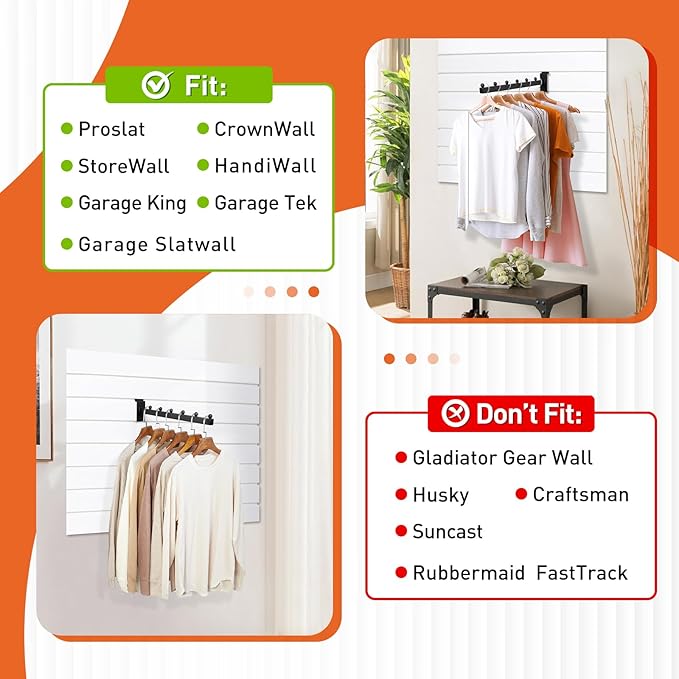 12 Inch Waterfall Slatwall Display Hooks with 6 Balls, Heavy Duty Tube Slat Wall Hanger, Slatwall Accessories for Retail Display, Clothing, Bags, Accessories(6 Pack)