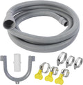 10 FT Washing Machine Drain Hose, Universal Dishwasher Drain Hose Kit, Including a 10 FT Dishwasher Drain Hose Extension, 1 White Extension Joint, 6 Steel Clamps and U-Shaped Elbow Hose Bracketr