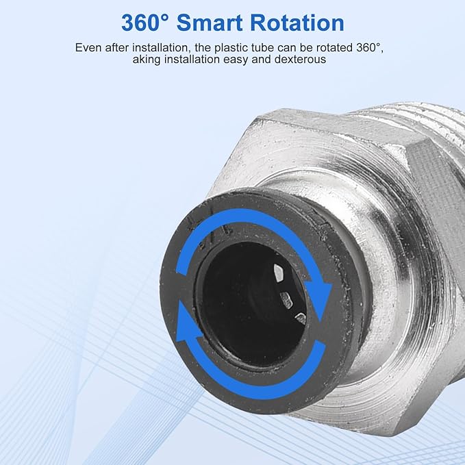10 Pcs Push-to-Connect Fittings 1/4 Inch Tube OD x 3/8 Inch NPT Thread Pneumatic Male Straight Quick Connect Air line fittings