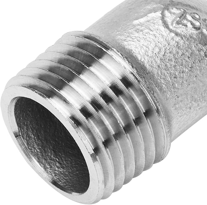 DERNORD 1/4" Hose Barb x 1/2" Male NPT Stainless Steel 90 Degree Elbow- Home Brew Pipe Fitting