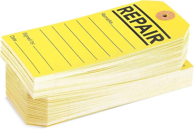 Juvale Service Tags for Equipment - 100 Pack, Yellow, 2.6 x 5.25 in - Equipment Repair Tags & Service Tickets for Machinery, Office & Warehouse
