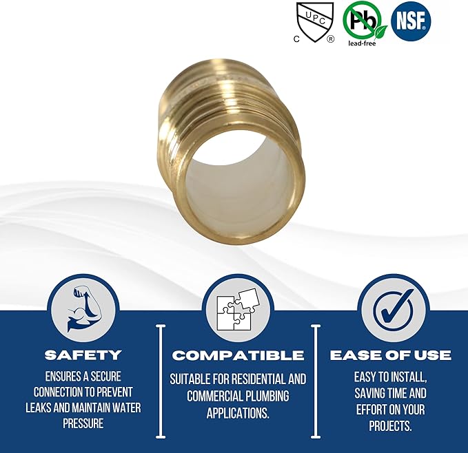 XFITTING 25-Pack 5/8" PEX B Coupling, Brass, Pipe Fitting, Coupling, 5/8" Size