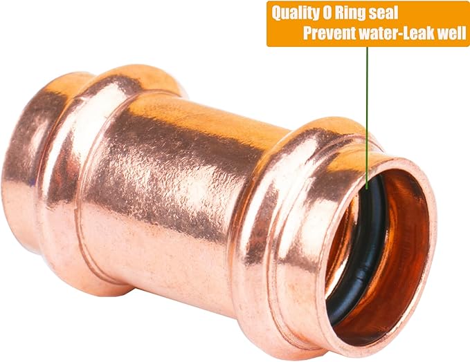 WHK 12 Packs 1/2" Copper Pro Press Fittings Kit,5 PCS Propress Coupling Fittings,4 PCS Press 90 Degree Elbow with 3 PCS Propress Tee use for Connect Copper Pipe