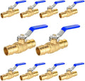 10-Pack Foskan 1" Brass PEX-A Ball Valve with Blue Handle, Quarter Turn Full Port Valve for PEX-A Pipe Connection