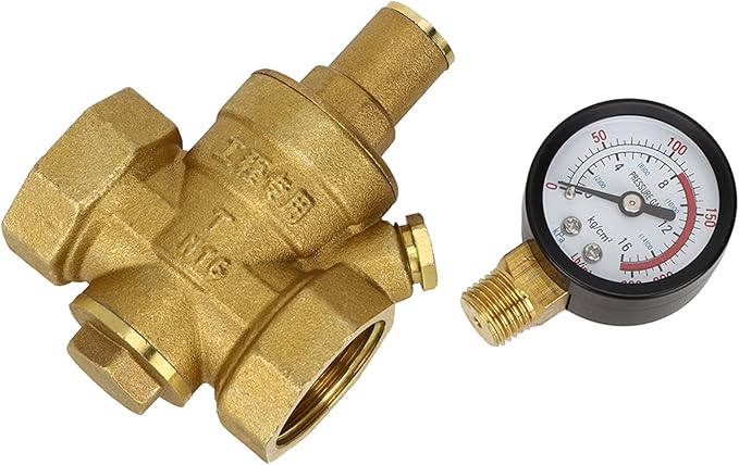 Pssopp DN25 Brass Pressure Regulator Valve with Adjustable Knob, Piston Structure for Water Pressure Reducing, 1.6Mpa Inlet Pressure
