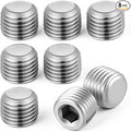 8 Pcs Stainless Steel Pipe Fitting Kit 1/4" NPT Hexagonal Countersunk Male Thread Pipe Plug Hex Countersunk Plug Assortment Set NPT Male Thread for Sealing Pipes Port