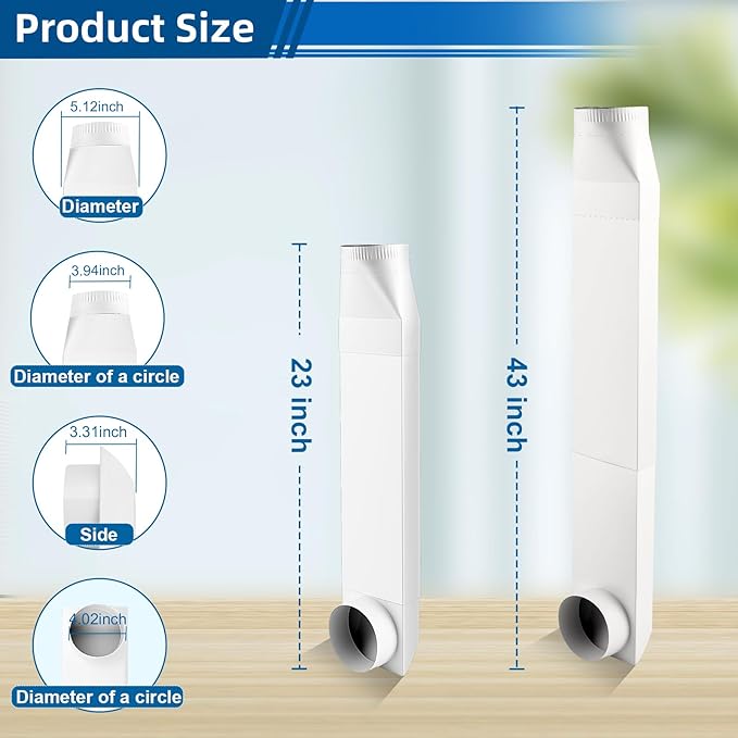 Adjustable Periscope Dryer Vent 23-43", Upgraded 304 Stainless Steel Telescoping Dryer Vent Connector Kit for 4 in Outlet Tight Space Slim Flat Exhaust Duct Pipe Hose Replacement Vents(White)