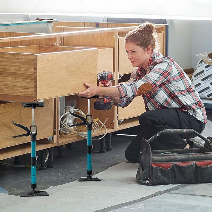 Adjustable Support Pole, Cabinet Jacks for Installing Cabinets, Telescoping Support Poles Range from 13.8'' to 24.6'' Third Hand Tool for Installation, 132 LB Capacity, 2 Packs