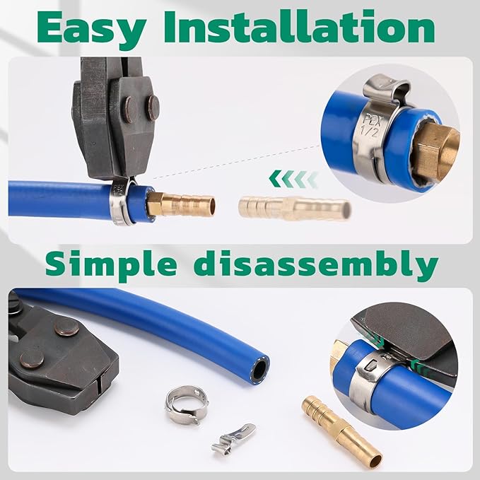 40PCS 5/8 Pex Crimp Ring,304 Stainless Steel Pex Cinch Clamps,Single Ear Hose Clamps for Pex Fittings Pipe Tubing