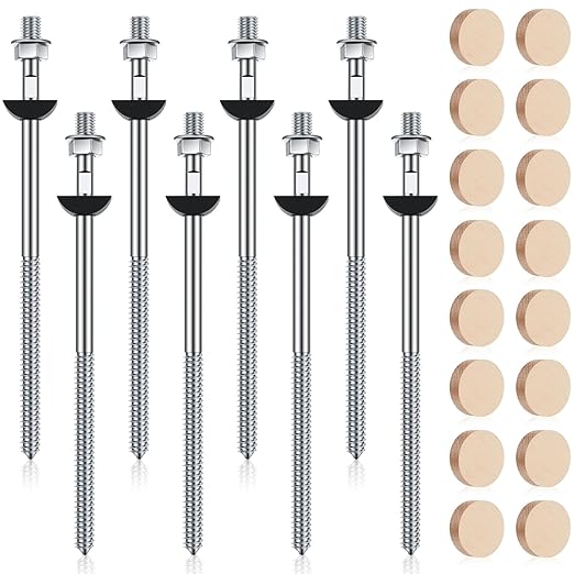 Shimeyao 8 Set Wood Newel Mounting Kit Newel Post Fastener Installation Kit for Residential and Commercial Installation, Anchors Post Directly to Wood or Concrete Floor