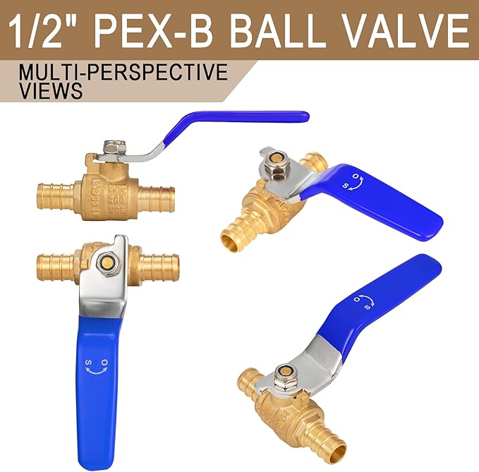 [20 Pieces] Lingmfg 1/2" PEX-B Crimp Ball Valve Shut Off Valve LING-BV1-1/2F1807-20