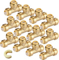 1/2" Pushfit Tee,12 Pack PEX Brass Push-fit Tee with 1 Pack Disconnect Clip, Push-to-Connect Plumbing Fittings for PEX, Copper, CPVC(PF118-12Pack)