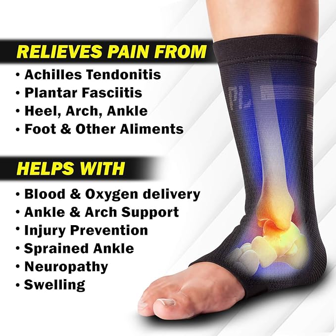 POWERLIX Legs Orthopedic Brace Compression Support Sleeve (Pair) for Swelling, Sprain, Plantar Fasciitis, Arthritis, Tendinitis
