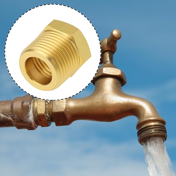 2Pcs 3/8" BSPT Male to 1/4" NPT Female Brass Pipe Fitting Reducer Adapter for Pipes Tubes