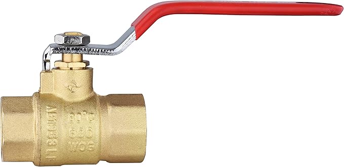 (Pack of 5) EFIELD 1/2 Inch 600 WOG FNPT Heavy Duty Full Port Brass Ball Valve FIP Threaded, Red Level,(VALVE034-5PCS)