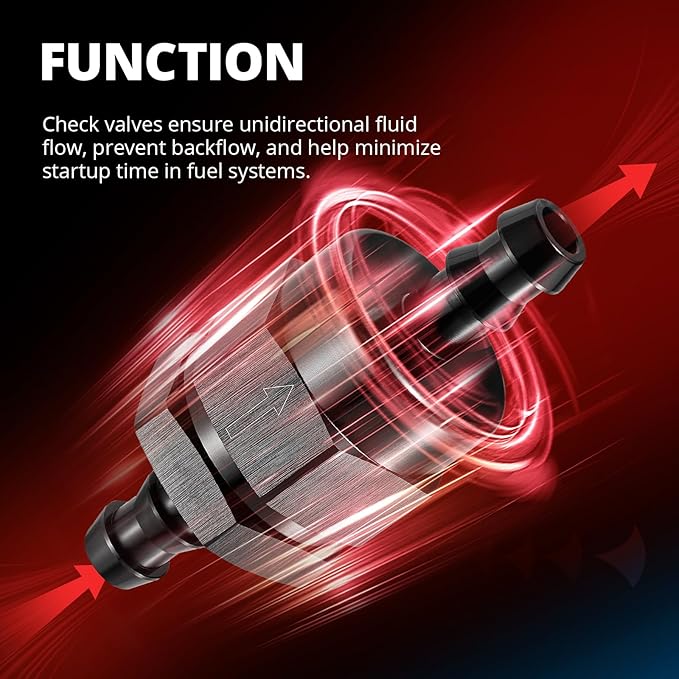 EVIL ENERGY 3/8" Check Valve, One Way Non-Return Valve Fitting Aluminum Black