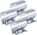 2.0 Inch Exhaust Clamp, 2 In Butt Joint Exhaust Pipe Muffler Band Clamp Sleeve Coupler Stainless Steel（4pcs）