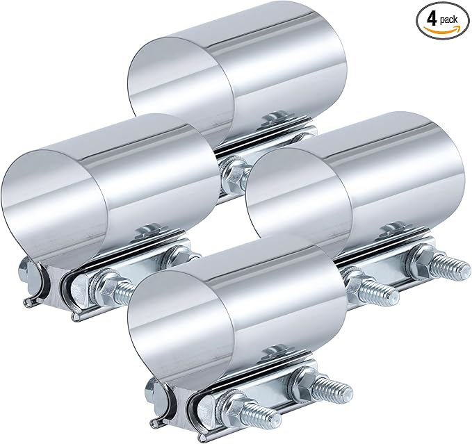2.75 Inch Exhaust Clamp,2 3/4 In Butt Joint Exhaust Muffler Pipe Band Clamp Sleeve Coupler Stainless Steel(4PCS)
