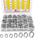 AKIHISA 420Pcs 20 sizes Single Ear Hose Clamps, 7-28.6mm 304 Stainless Steel Pex Crimp Rings Kit, Crimp Hose Clamp Assortment Set for Securing Pipe Hoses and Automotive Use
