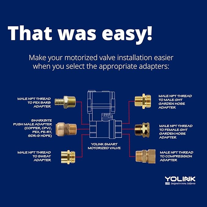 YoLink Wireless Smart Valve Control Kit, NSF Certified 3/4" Stainless Steel Motorized Valve, Wireless Controller 2, LoRa Long Range, D2D Offline with Leak Sensors, 2 Years Battery Backup