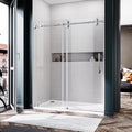 56-60 Inch x 72 Inch Sliding Frameless Shower Door, 3/8" Tempered Glass with Easy-Cleaning Coating, Stainless Steel Rollers & SGCC-Certified Stability, Bright Chrome