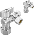 50-PCs HeSun Quarter-Turn Compression Angle Valve, 1/2" Nominal (5/8"OD) x 3/8" OD x 3/8" OD, Dual Compression Outlet Shut Off Valve, Chrome Plated Brass(VALVE206-50)
