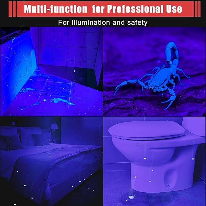 Honoson 2 Pieces UV Black Light Flashlight Small Blacklight Flashlights Pen Lights for Leak, Pet Urine, Hotel Inspection, Dry Stain and Dye Detector, 5.2 Inches Long