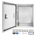 Outdoor Electrical Box 24 x 16 x 10''D NEMA 4X Enclosure Steel Box, Waterproof & Dustproof Outdoor/Indoor Lockable Electrical Junction Box, with Mounting Plate