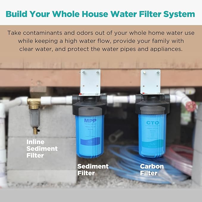 SimPure Whole House Water Filter Cartridges 5 Micron 10" x 4.5" PP+CTO 2-Stage Sediment and Carbon Filter Set, for DB10C-2, DB10P, GE FXHTC, GXWH40L, WGB21B, FP15B, FC15B, 4 Sets