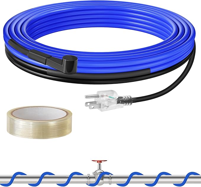 9 FT Water Pipe Heating Cable, 5W Constant Power Self-Regulating Heating Cable, 5W/FT, IPX7 Waterproof, Auto-On/Off, for Metal and Plastic Water Pipes, Freeze Protection, 120V U09HC06
