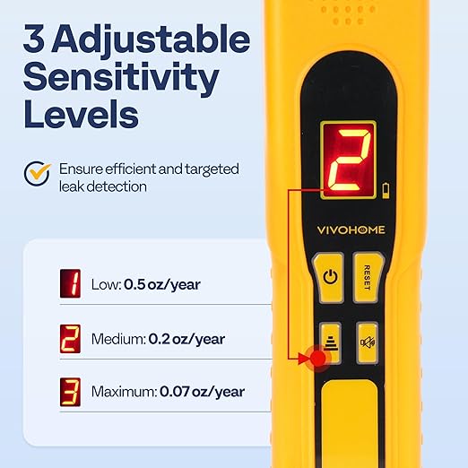 VIVOHOME HVAC Refrigerant Freon Leak Detector with LED Light, Battery Powered, AC Sniffer Leak Detector for R134a R410a R1234yf R454B R32 CFCs HCFCs HFCs HFOs HCs, Max Sensitivity up to 0.07oz./yr