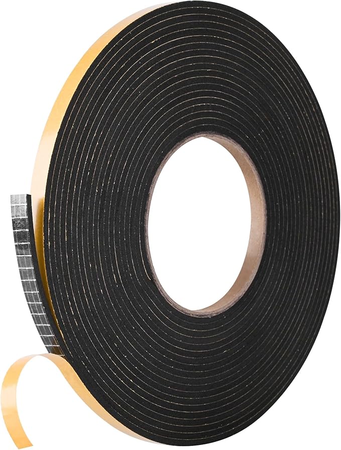 Kikerike Self Adhesive Foam Tape Weatherstrip 1/4In x 1/8In x 26Ft High Density Foam Insulation Strips Seal Weather Stripping with Strong Adhesive for Door and Window Sound Isolation Soundproofing