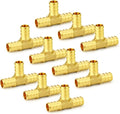 GASHER 10Pcs No Lead Brass 1/2" Pex Tee Fittings, 1/2 Inch Pex Fittings for Pex Tubing
