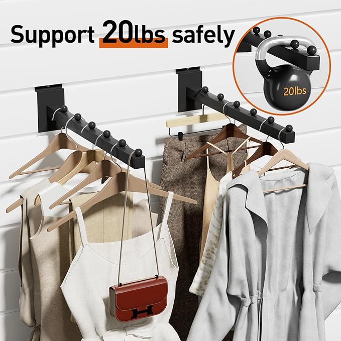 12 Inch Waterfall Slatwall Display Hooks with 6 Balls, Heavy Duty Tube Slat Wall Hanger, Slatwall Accessories for Retail Display, Clothing, Bags, Accessories(6 Pack)