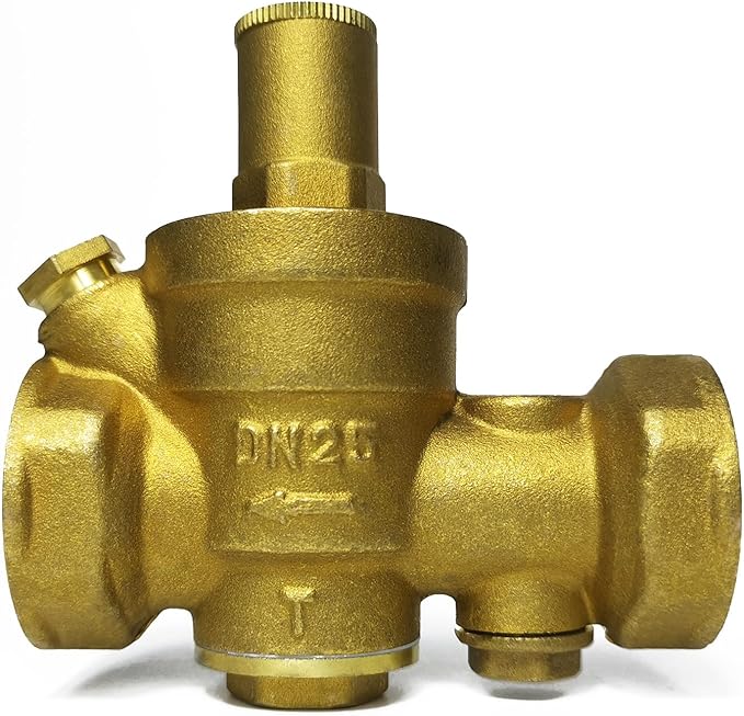 DN25 Heavy Duty Water Pressure Regulator for Home, 1 Inch BSPP(G) Connection, Thicker Brass Water Pressure Reducing Valve, Built-in Strainer, Pressure Gauge and Pressure Regulator Tool Included