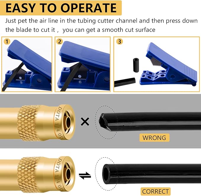 Air Brake Line Fittings,1/4" DOT Air Fittings Brass Push in Fitting, Push to Connect Union Fittings, Air Brake Union 1/4" Tube OD for Trucks Trailers Use and Industria Workshops (4 PCS)
