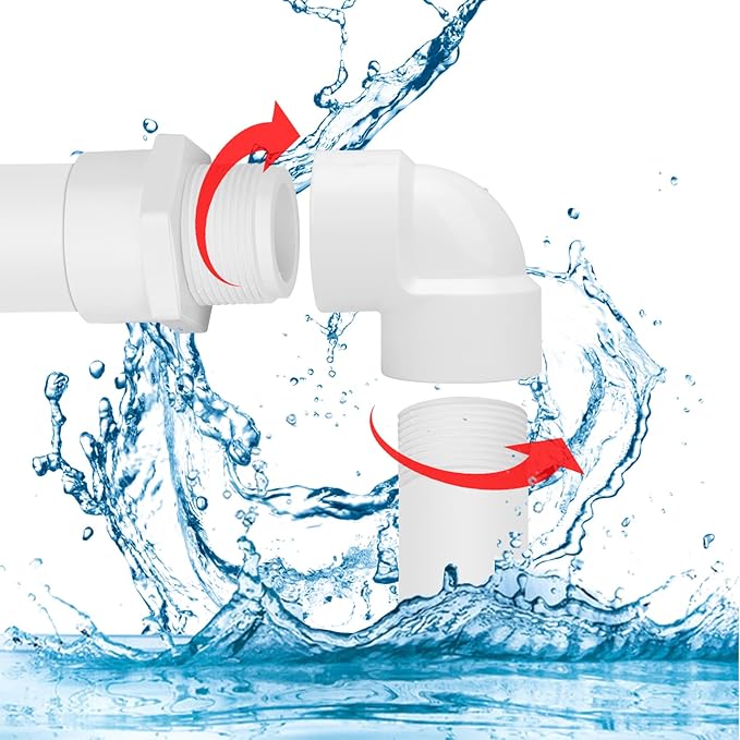 10Pack 1/2" Double Female Thread 90 Degree PVC Elbow Pipe Fitting Connector SCH40 1/2Inch F to F Threaded 90 Degree Elbow PVC Corner Adapter Pipe Fitting for Sprinkler, Irrigation