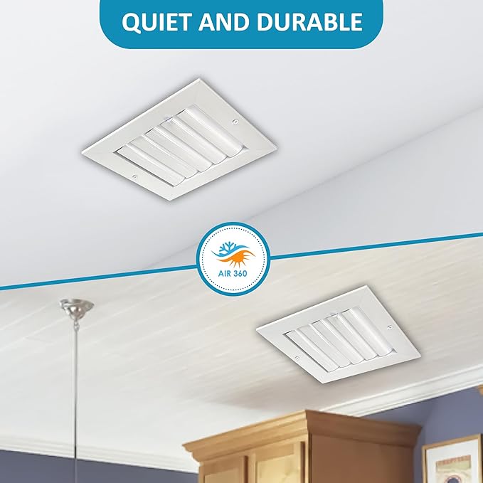 Aluminum 6 x 6 in (Duct Opening) 1-Way Air Duct Register Vent Cover for Ceiling and Wall - Modern HVAC Louver Vent Cover Adjustable – Durable Rustproof Wall Grille – Overall Size 7-5/8 x 7-5/8 Inch