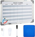Lincia Project Planning Dry Erase Whiteboard Magnetic Dry Erase Board with Lines Sliding Marker Tray Aluminum Frame White Board Planner for Wall Project Scheduling Track Office Supplies(18"x12")